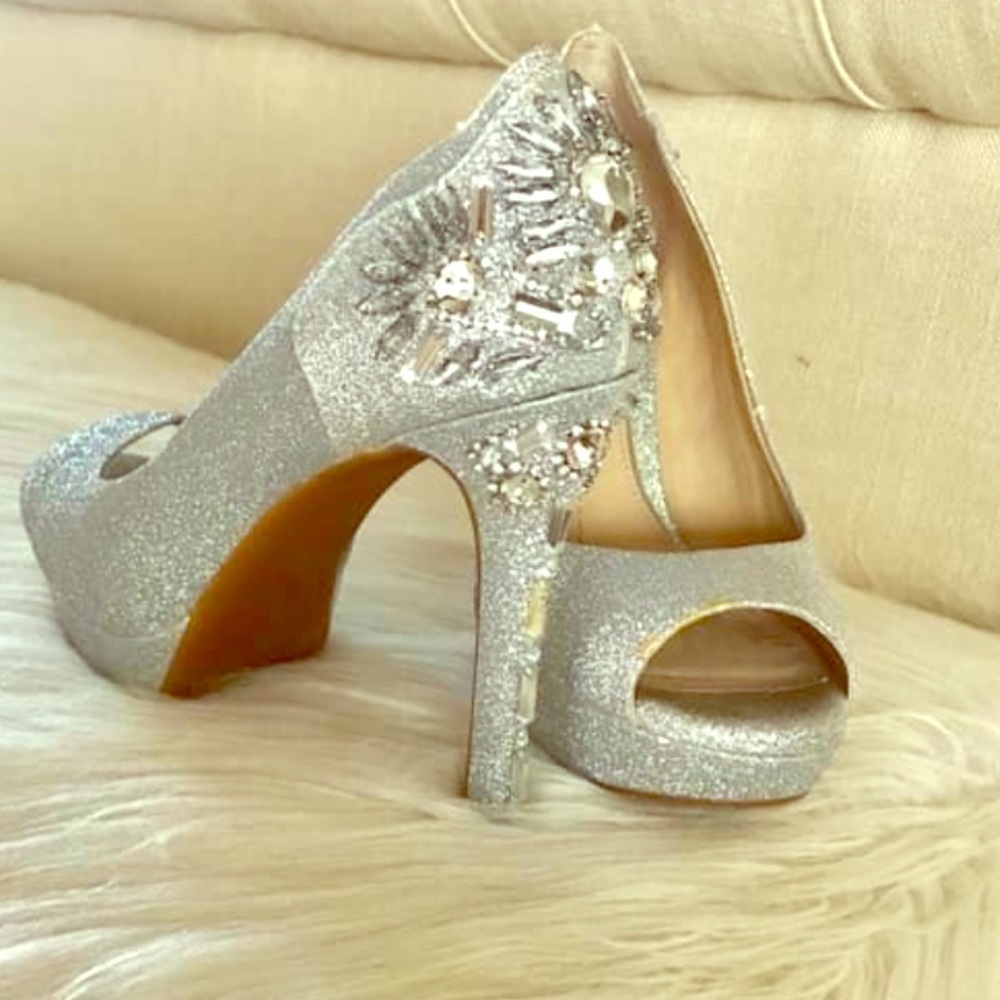 Gianni Bini silver sparkle bling high heels